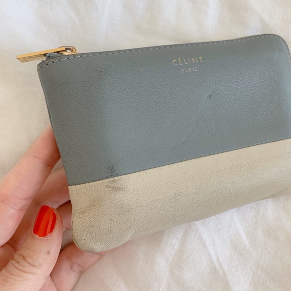 Rare Celine Bicolor Colorblock Coin Pouch Wallet Keyring - Picture 2 of 7